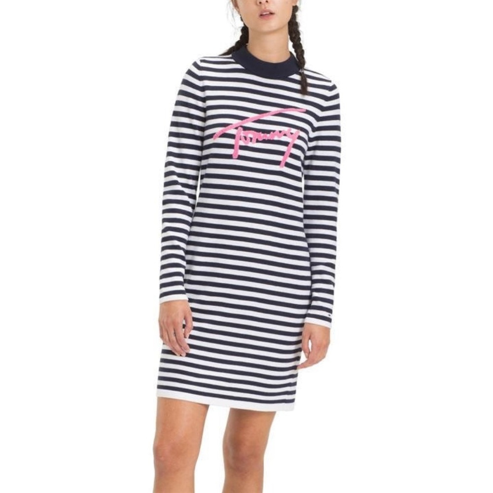 Tommy‎ Jeans Sweater Dress Size Medium Stripe Navy White
